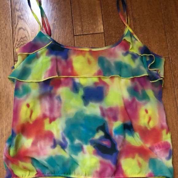 TIE DYE COLORFUL RAINBOW BRIGHT TANK TOP - Picture 3 of 5